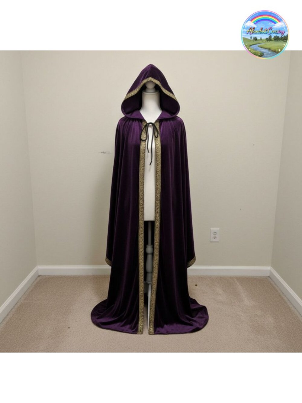 Adult Wizard Hooded Cloak Unisex Velvet Cape Halloween Cosplay